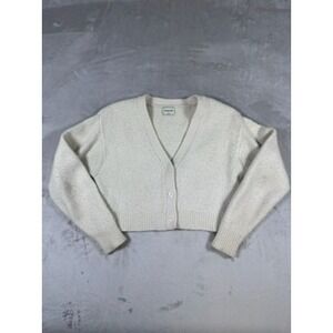 Sunday Best Cropped Cardigan Womens Small Cream Excellent Merino Wool V-Neck
